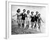 Six Women, in Swimsuits, Run in a Row Along a Beach, 1942-null-Framed Photographic Print