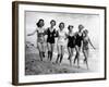 Six Women, in Swimsuits, Run in a Row Along a Beach, 1942-null-Framed Photographic Print
