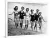 Six Women, in Swimsuits, Run in a Row Along a Beach, 1942-null-Framed Photographic Print