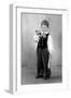 Six Year Old Boy in Bavarian Costume Holds a Pipe, Ca. 1947-null-Framed Photographic Print