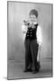 Six Year Old Boy in Bavarian Costume Holds a Pipe, Ca. 1947-null-Mounted Photographic Print