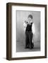 Six Year Old Boy in Bavarian Costume Holds a Pipe, Ca. 1947-null-Framed Photographic Print