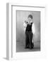 Six Year Old Boy in Bavarian Costume Holds a Pipe, Ca. 1947-null-Framed Photographic Print