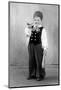 Six Year Old Boy in Bavarian Costume Holds a Pipe, Ca. 1947-null-Mounted Photographic Print