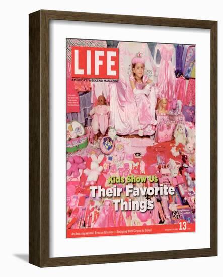 Six-Year-Old Tess Posing with Some of her Playthings for The Pink and Blue Project, April 13, 2007-Jeongmee Yoon-Framed Photographic Print