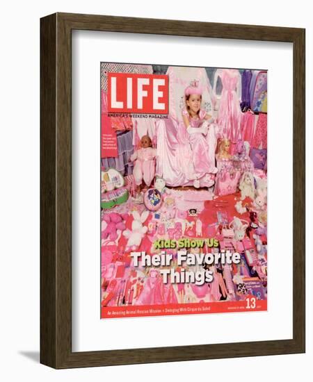 Six-Year-Old Tess Posing with Some of her Playthings for The Pink and Blue Project, April 13, 2007-Jeongmee Yoon-Framed Photographic Print