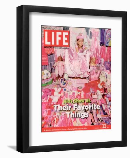 Six-Year-Old Tess Posing with Some of her Playthings for The Pink and Blue Project, April 13, 2007-Jeongmee Yoon-Framed Photographic Print