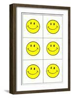 Six Yellow Happy Faces-null-Framed Art Print