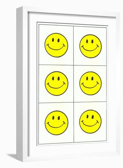 Six Yellow Happy Faces-null-Framed Art Print