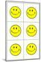 Six Yellow Happy Faces-null-Mounted Art Print