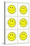 Six Yellow Happy Faces-null-Stretched Canvas