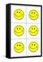 Six Yellow Happy Faces-null-Framed Stretched Canvas