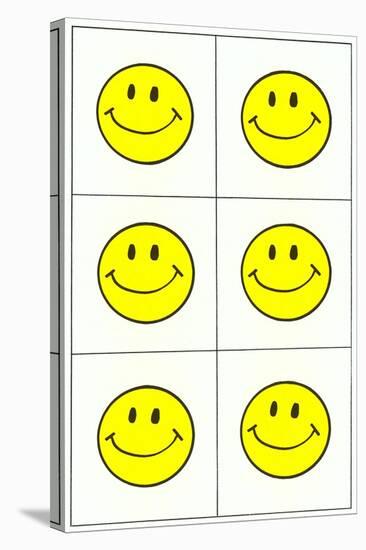 Six Yellow Happy Faces-null-Stretched Canvas