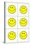 Six Yellow Happy Faces-null-Stretched Canvas