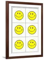 Six Yellow Happy Faces-null-Framed Art Print