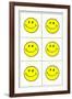 Six Yellow Happy Faces-null-Framed Art Print