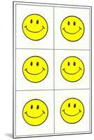 Six Yellow Happy Faces-null-Mounted Art Print