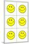 Six Yellow Happy Faces-null-Mounted Art Print