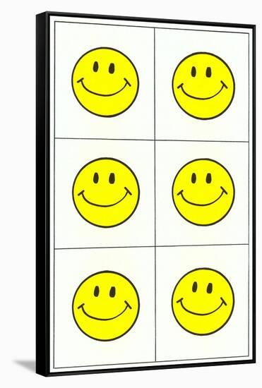 Six Yellow Happy Faces-null-Framed Stretched Canvas