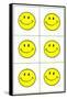 Six Yellow Happy Faces-null-Framed Stretched Canvas