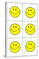 Six Yellow Happy Faces-null-Stretched Canvas