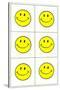 Six Yellow Happy Faces-null-Stretched Canvas