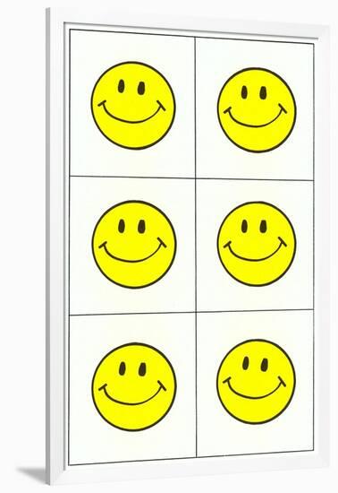 Six Yellow Happy Faces-null-Framed Art Print