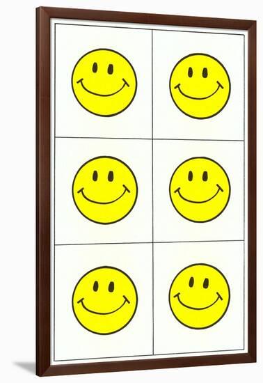 Six Yellow Happy Faces-null-Framed Art Print