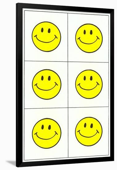 Six Yellow Happy Faces-null-Framed Art Print