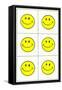 Six Yellow Happy Faces-null-Framed Stretched Canvas