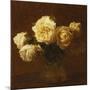 Six Yellow Roses in a Vase; Six Roses Jaunes Dans Une Vase, 1903-Henri Fantin-Latour-Mounted Giclee Print