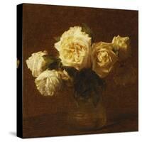 Six Yellow Roses in a Vase; Six Roses Jaunes Dans Une Vase, 1903-Henri Fantin-Latour-Stretched Canvas