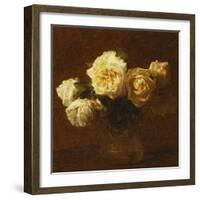 Six Yellow Roses in a Vase; Six Roses Jaunes Dans Une Vase, 1903-Henri Fantin-Latour-Framed Giclee Print