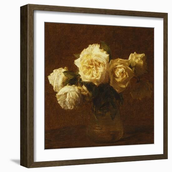 Six Yellow Roses in a Vase; Six Roses Jaunes Dans Une Vase, 1903-Henri Fantin-Latour-Framed Giclee Print