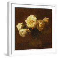 Six Yellow Roses in a Vase; Six Roses Jaunes Dans Une Vase, 1903-Henri Fantin-Latour-Framed Giclee Print