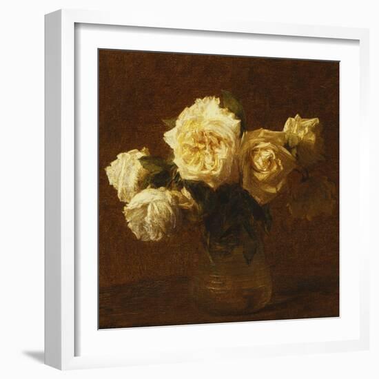 Six Yellow Roses in a Vase; Six Roses Jaunes Dans Une Vase, 1903-Henri Fantin-Latour-Framed Giclee Print