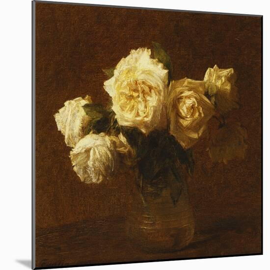 Six Yellow Roses in a Vase-Henri Fantin-Latour-Mounted Giclee Print