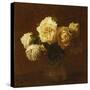 Six Yellow Roses in a Vase-Henri Fantin-Latour-Stretched Canvas