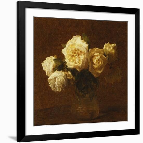 Six Yellow Roses in a Vase-Henri Fantin-Latour-Framed Giclee Print