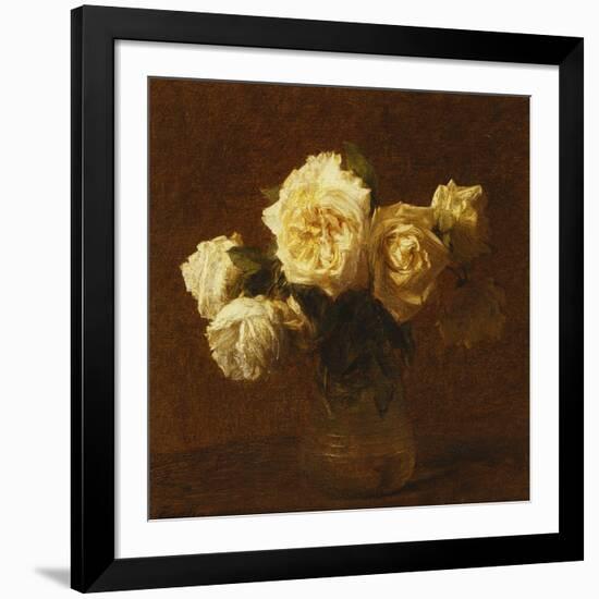 Six Yellow Roses in a Vase-Henri Fantin-Latour-Framed Giclee Print
