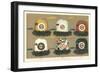 Six Zuni Katchina Masks-null-Framed Art Print