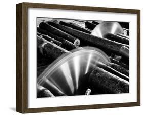 Sixteen-Foot Logs Being Cut in Slasher Mill in Preparation for Next Stage at Paper Mill-Margaret Bourke-White-Framed Photographic Print