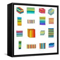 Sixteen Striped Boxes-Jan Weiss-Framed Stretched Canvas