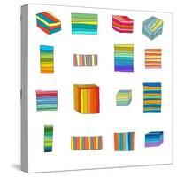 Sixteen Striped Boxes-Jan Weiss-Stretched Canvas