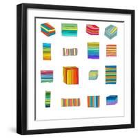 Sixteen Striped Boxes-Jan Weiss-Framed Art Print