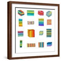 Sixteen Striped Boxes-Jan Weiss-Framed Art Print