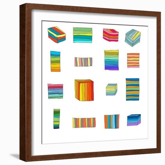 Sixteen Striped Boxes-Jan Weiss-Framed Art Print