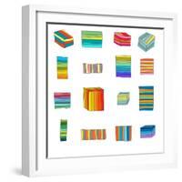 Sixteen Striped Boxes-Jan Weiss-Framed Art Print