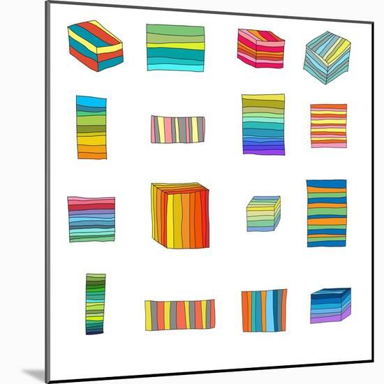 Sixteen Striped Boxes-Jan Weiss-Mounted Art Print