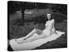 Sixteen Year Old Girl Sun Tans on a Blanket, Ca. 1944-null-Stretched Canvas